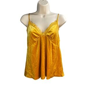 Y2k Velvet Babydoll Cami Top Medium Lace Trim 90s Night Out Indie Glam